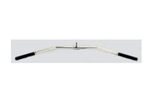 Warrior Revolving 48-inch solid deep bend lat bar with cream-colored sleeves and black grip handles on white background