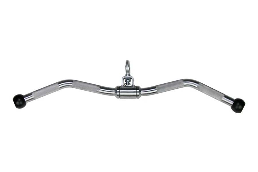 Warrior Revolving Solid Curl Bar with chrome handles, black knurled grips, and rotating center attachment on white background