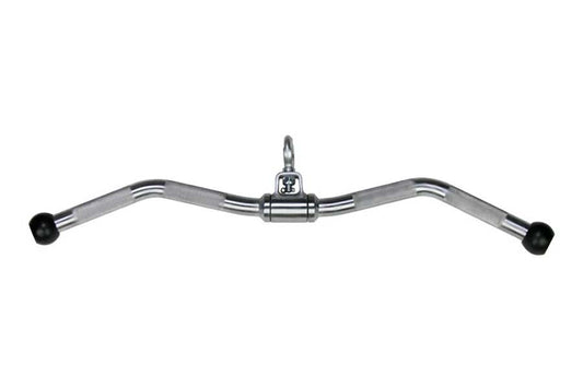 Warrior Revolving Solid Curl Bar with chrome handles, black knurled grips, and rotating center attachment on white background