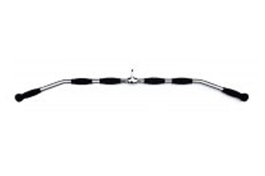 Warrior Revolving Solid Straight Bar with black rubber grips and chrome center on white background