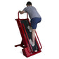 Man using red and black Ropeflex Infinity Tread Climber with dual footplates, worn by model on white background