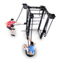 Black Ropeflex RX8200 Infinity Rack rope trainer with two users demonstrating exercises, one in red shirt pulling rope, one i