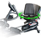 BodyCraft SCT400g seated elliptical with gray frame, black padded seat, curved handlebar, and green accent lighting on white 