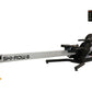 SHI-ROW Air rowing machine with black frame, gray rail, digital display monitor, and yellow accents on white background