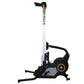 Ski-row air rowing machine with white vertical rail, black frame, orange accents, and extended footrest on white background