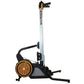 SKI-ROW AIR rowing machine with white frame, black base, orange circular flywheel, and adjustable seat on white background