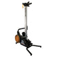 Ski-Row Air rowing machine with silver vertical rail, black frame, orange flywheel, and foot pedals on white background