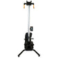 SKI-ROW AIR Rowing Machine with black frame, silver vertical rail, orange handles, digital display, and stabilizing base on w
