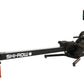 Ski-Row Air+PWR rowing machine with black frame, red accents, digital display monitor, and resistance mechanism on white back