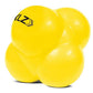 Bright yellow SKLZ reaction ball with black logo, three spheres clustered together on white background