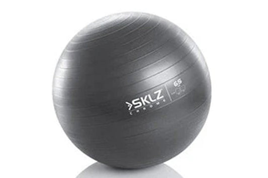 SKLZ stability ball in charcoal gray with brand text, 65cm size marked on white background