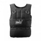 Black SKLZ weighted training vest with quilted padding, adjustable straps, metal D-rings, and front pocket on white backgroun