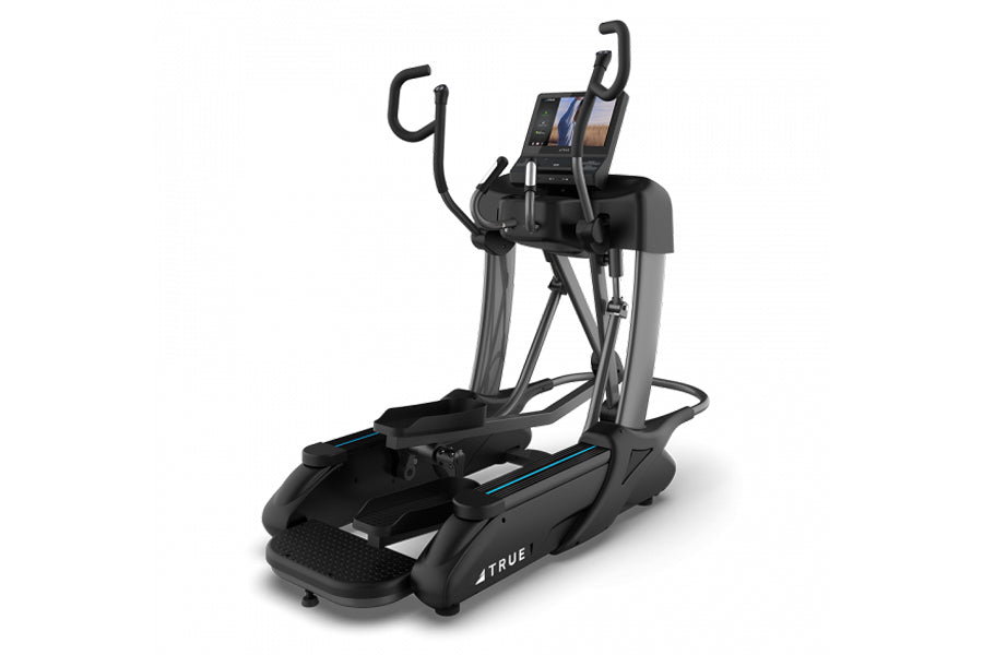 TRUE Spectrum Combo Elliptical with black frame, dual handles, digital display console, and blue accent trim on white backgro