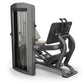 TRUE SPL-0300 seated leg press machine with gray frame, beige seat, and vertical cable stack on white background