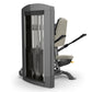 TRUE SPL-0500 Tricep Pushdown machine with gray frame, black base, and beige padded seat with adjustable arm levers on white 