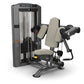 TRUE SPL-0600 seated bicep curl machine with gray frame, beige padded seat and armrests, black handles, on white background