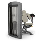 TRUE SPL-0600 seated bicep curl machine with gray frame, beige padded seat and back support, and black handles on white backg