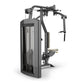 TRUE SPL-1000 Pec Fly/Rear Delt machine with black frame, vertical selectorized stack, and adjustable arm handles on white ba