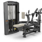 TRUE SPL-1200 Seated Row machine with gray frame, beige seat and backrest, cable system with black handles, on white backgrou