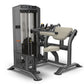 TRUE SPL-2000 hip thruster machine with gray frame, beige padded seat and backrest, weight stack on left side, on white backg