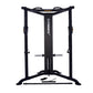 Black Powertec Streamline functional trainer with dual cable columns, horizontal chest press bar, and wide base on white back
