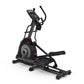 Black Schwinn 430 elliptical machine with gray flywheel and red accents on white background