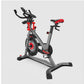 Schwinn IC4 indoor cycling bike with gray frame, red accents, and padded seat on white background