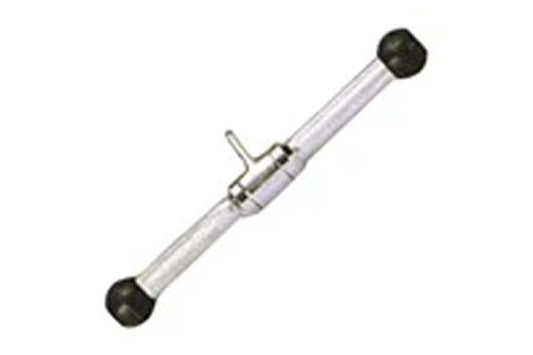 Warrior Solid Straight Bar with clear shaft, black knurled end caps, and chrome collar on white background