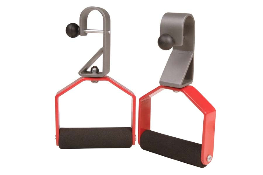 Stamina Rotating Pull Up Handles with red frames, black foam grips, and gray rotating mechanisms on white background