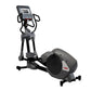 Star Trac 8RDE rear drive elliptical with gray and black frame, digital console display, and foot pedals on white background