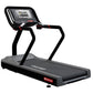 Black Star Trac commercial treadmill with digital console, red accents, and cushioned running deck on white background