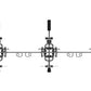 TRUE TMS12000 dual modular frame with cable crossovers, three black and grey attachment stations with handles on horizontal b