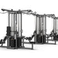 TRUE TMS12000 dual modular frame with cable crossovers, black and chrome multi-station gym equipment on white background