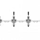 TRUE TMS16000 4 modular frames with triple cable crossovers, top-down technical view on white background