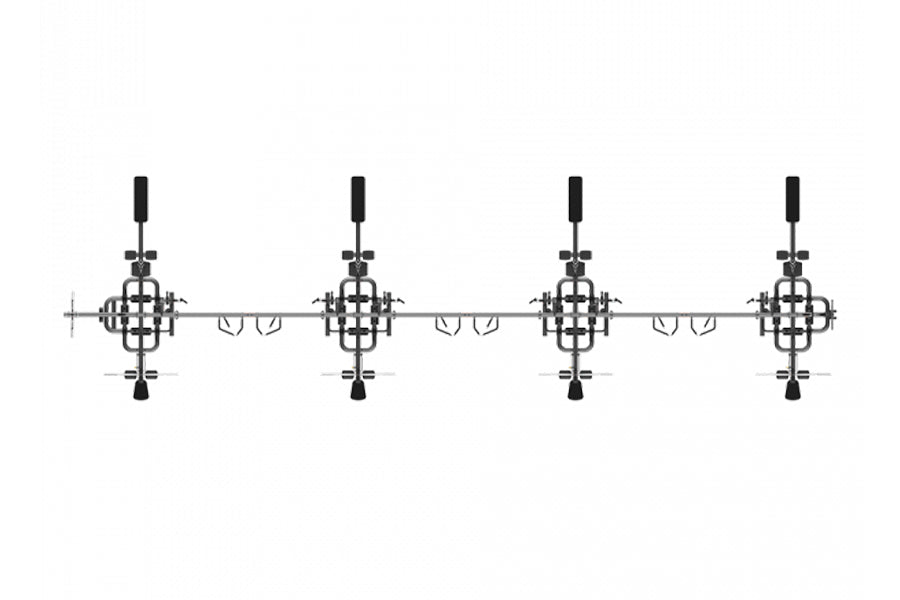TRUE TMS16000 4 modular frames with triple cable crossovers, top-down technical view on white background