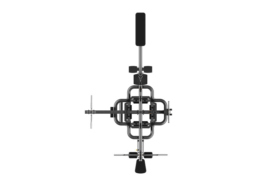 TRUE TMS4000 single modular quad frame with black handles, metal pedals, and cross-shaped base on white background
