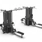TRUE TMS8000 dual modular frame with cable crossovers, black and gray commercial gym equipment on white background