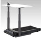 LifeSpan TR1000-Omni desk treadmill with white desktop surface and adjustable black steel base on gray background