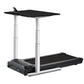LifeSpan TR1200-Omni black and gray desk treadmill with adjustable black desktop shelf on white background