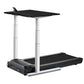 LifeSpan TR5000-Omni desk treadmill with black belt, white metal frame, and adjustable black desktop surface on white backgro