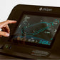 LifeSpan TR6000i treadmill console displaying workout metrics with hand touching touchscreen, showing time, distance, and tea