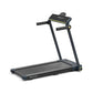 Black LifeSpan TR650 Slim foldable treadmill with digital display console and yellow accents on white background