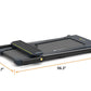 LifeSpan TR650 Slim Foldable Treadmill in black with yellow accents, shown folded with dimensions labeled on white background
