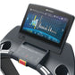 LifeSpan TR7000iM commercial treadmill console displaying workout metrics and stats on digital screen