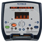 TRUE M30 Elliptical machine console with dark blue frame, white and gray display panel, orange LED screen showing "Easy Inter