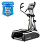 TRUE M50 elliptical trainer with digital display, black and silver frame, curved handles, and pedal platform on white backgro