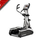 TRUE M50 elliptical machine with silver frame, black base, digital console, and curved handles on white background