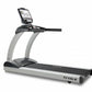TRUE PS825 treadmill with silver and black frame, black running belt, and digital display console on white background