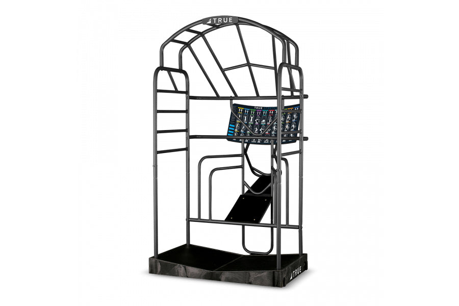 TRUE Stretch Cage with black metal frame, digital display panel, and footplate on white background