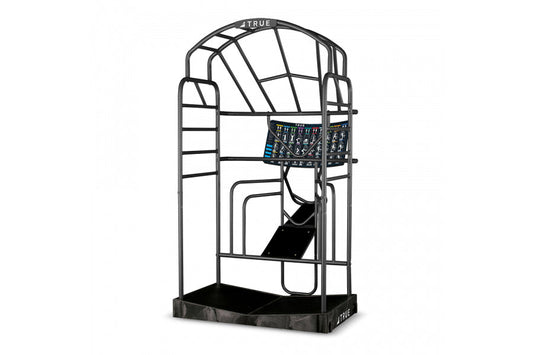 TRUE Stretch Cage with black metal frame, digital display panel, and footplate on white background